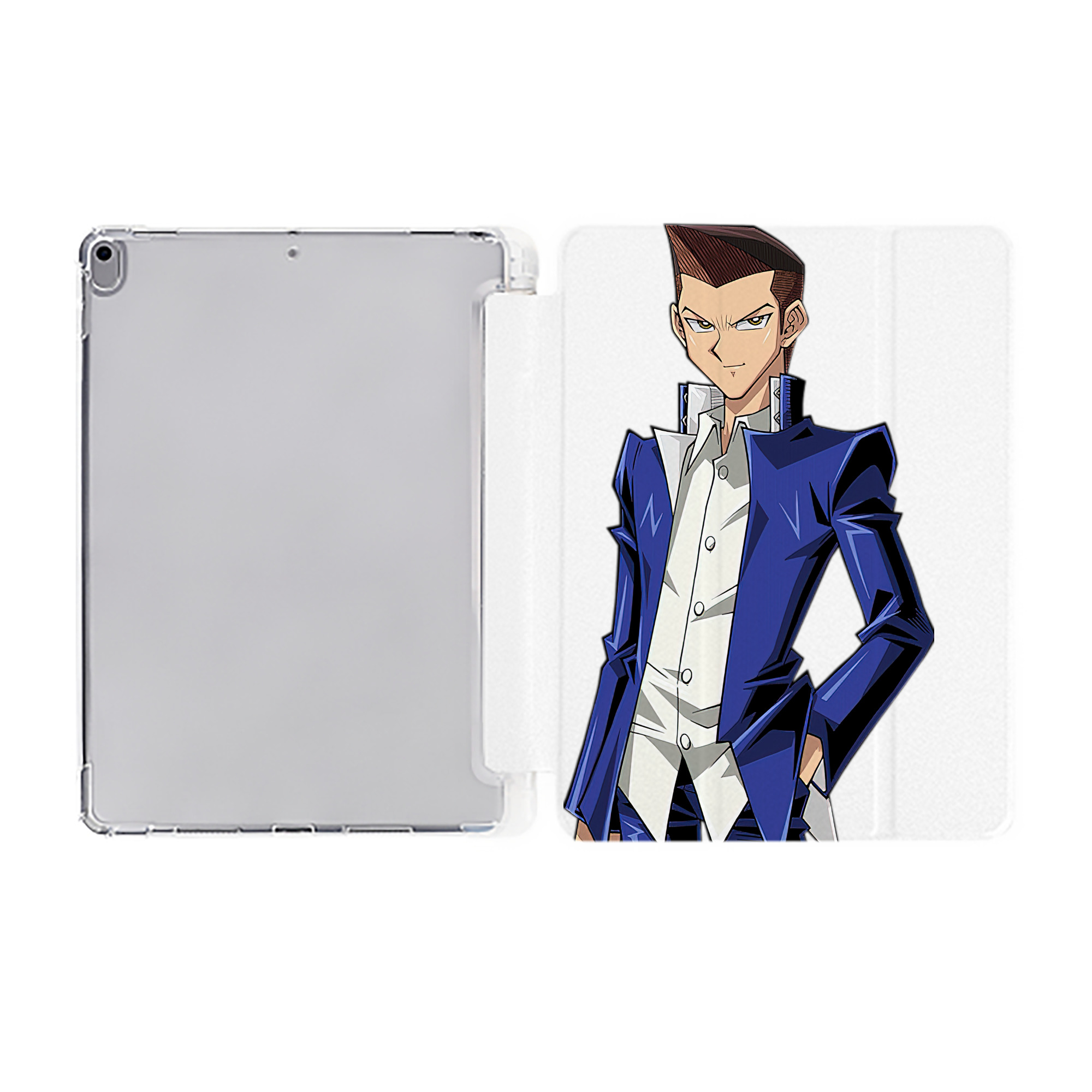 （画像用） 遊☆戯☆王 Yu-Gi-Oh! IPad ケース ペン収納付き 三つ折りスタンド PUレザー×シリコン 対応機種9.5/10.5/10.9インチ